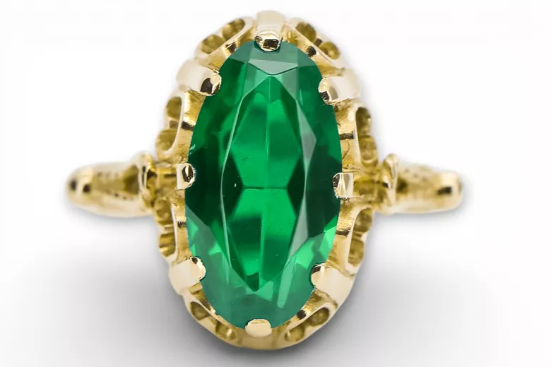 Anillo Esmeralda Oro amarillo de 14 quilates Estilo vintage vrc134y